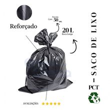 Saco de Lixo 20L Reforçado Plástico Preto Pacote com 50 Unidades Higipack
