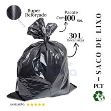 Saco de Lixo 30L Reforçado Plástico Preto Pacote 100 Unidades Higipack