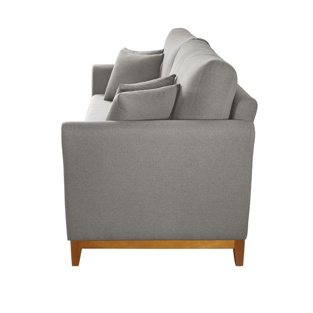 Encontraproduto.com.br - Sofá Brasil 3 Lugares Fixo 210cm Cinza Em Linho Com Braço 10cm Meu Sofá Online