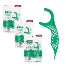 Kit Fio Dental com Haste Flosser Gum Forquilha Verde Sabor Menta 120 Unidades
