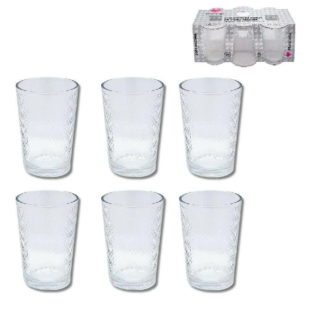 Jogo 6 Copos de Vidro Arizona 200ML para Agua Suco Cerveja Drinks Multiuso Diamond