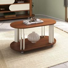 Mesa de Centro Mundi Oval Tampo MDF 91cm Cedro-Off White Artely