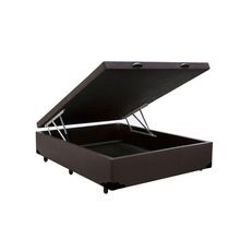 Cama Box com Baú Solteiro Viúva Homequeen Sintético com Tratamento Antiácaro Marrom Homequeen