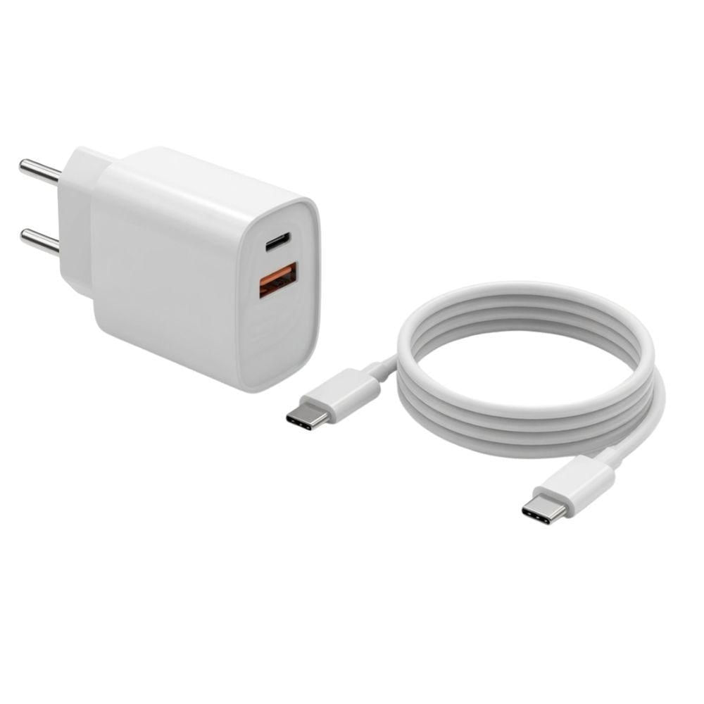Carregador de Parede com Cabos MDM para Celular 20W Branco com Tipo C e Lightning 1 Unidade