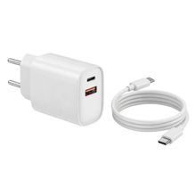 Carregador Universal 20W MDM com Cabo USB-C e Lightning Carga Rápida Branco