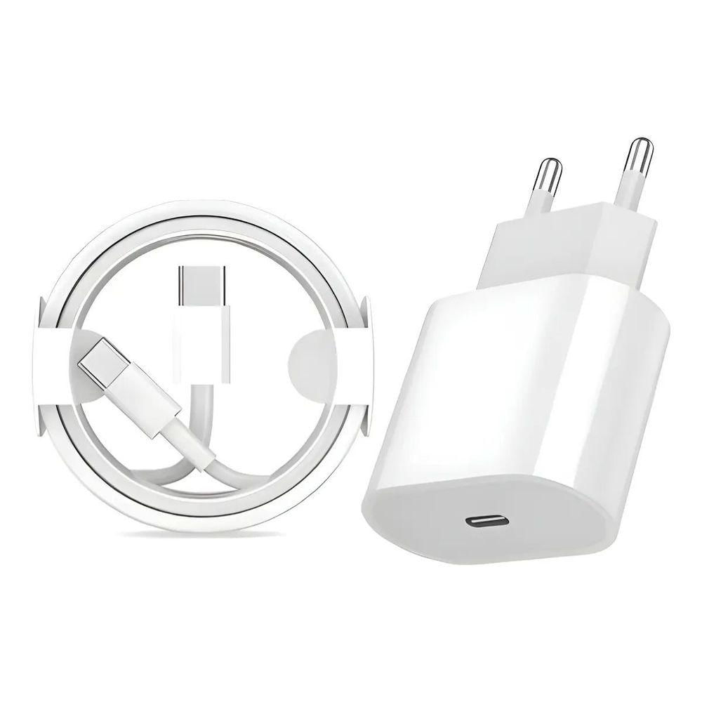 Carregador de Parede Usb-C MDM com Cabos Tipo C e Lightning Rápido Power Delivery Branco