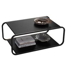 Mesa de Centro Luna 28089 Orgânica MDP com Base em Aço 80cm Preto Artesano Móveis