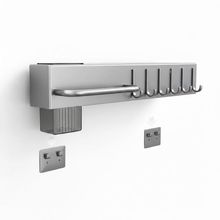 Suporte Organizador de Parede 6 Ganchos Porta Facas Utensílios Aço Inox Cinza Carisma