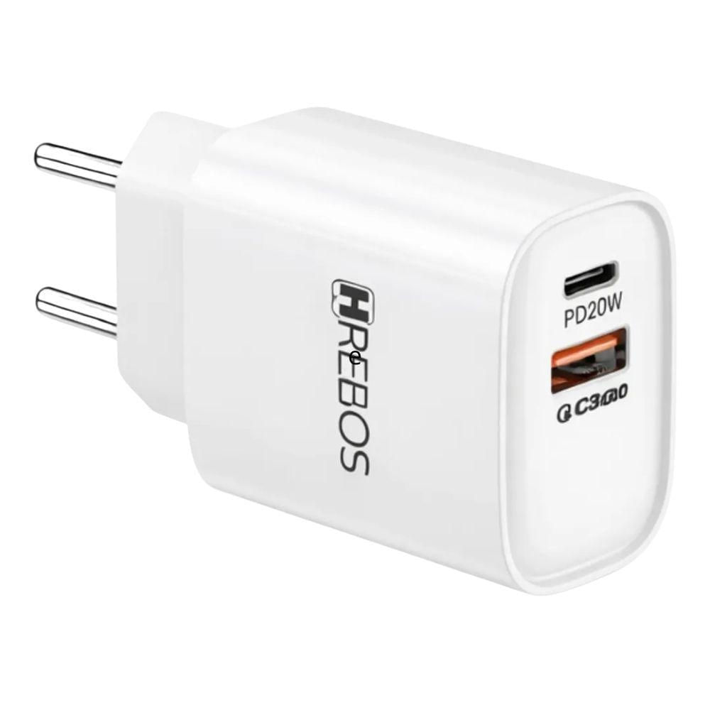 Carregador de Parede MDM Usb C e Lightning 20W Branco com 1 Carregador e 2 Cabos