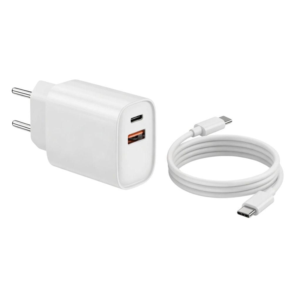 Adaptador de Tomada MDM para Celular Carregador Rápido 20W Branco com Cabo Usb C e Lightning