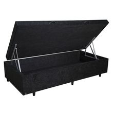 Cama Box Baú Solteiro Blindado Solteirão Suede Preto Ortopédica Homequeen
