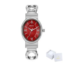 Relógio de Pulso Feminino Quartzo Analógico e Digital Vermelho Prata Sanda