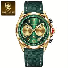 Relógio Masculino Quartzo Cronógrafo à Prova D'agua Pulseira Nylon Verde Poedagar