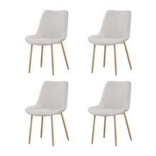 Kit 4 Cadeiras de Jantar Lara em Aço Carbono Estofado em Linho Bronze Cru Cadeira e Cadeira