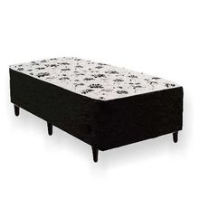 Cama Box Conjugada Solteiro Ortopédica 88x188x43cm Espuma Tecido Preto RR Colchões