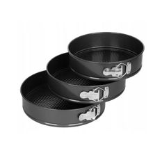 Jogo de Formas para Bolo e Torta Fundo Removível Antiaderente Aço 3 Peças Preto Utibom
