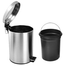 Lixeira com Pedal 3L Aço Inox Balde Interno Removível Prata Utibom