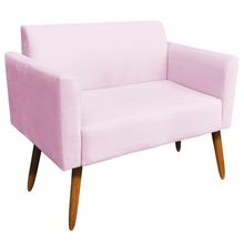 Poltrona Namoradeira Isabella G19 Suede Pés Palito Madeira Rosa Bebê Gran Belo