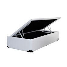 Cama Box com Baú Solteiro Solteirão Homequeen Sintético Branco 41x96x203 Estrutura em Madeira