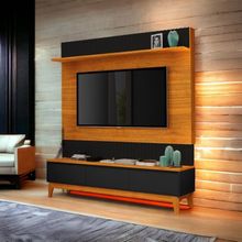 Painel para TV Antalya Até 75 Polegadas em MDF Preto e Freijó para Sala Luapa Móveis