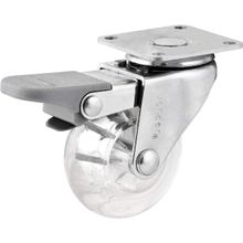 Rodízio Giratório Leve 2", de Poliuretano, Transparente, com Freio, Vonder