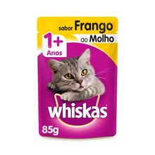 Ração Úmida Sachê Whiskas para Gatos Adultos Sabor Frango ao Molho 85g
