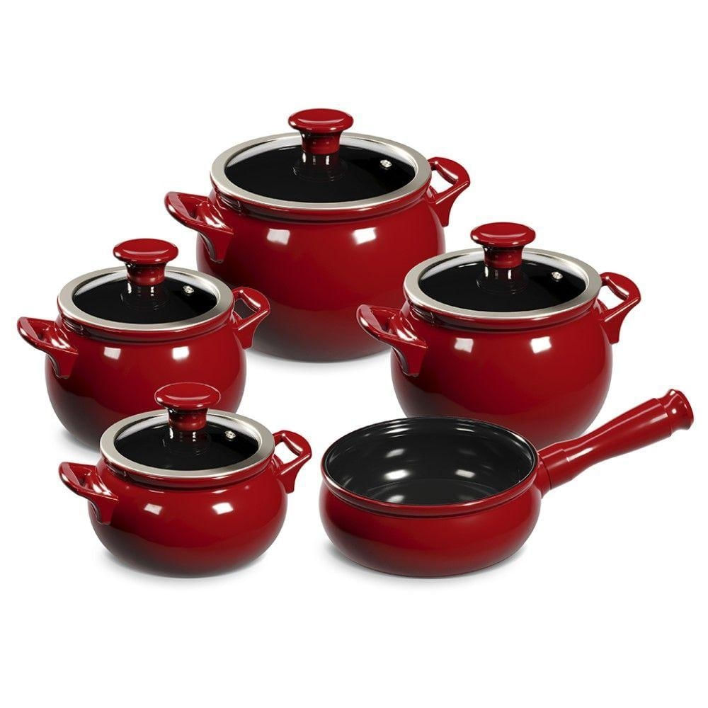 Jogo De Panelas De Cerâmica New Premier Joy 5 Peças Pomodoro Ceraflame