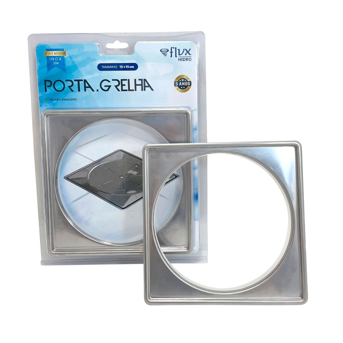 PORTA RALO 15X15 INOX 304 SUPORTE GRELHA PARA RALO QUADRADO