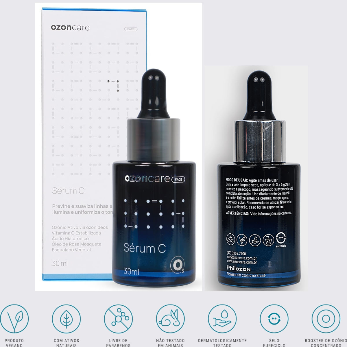 SERUM VITAMINA C 30ML REJUVENESCIMENTO DIA/NOITE OZONIZADO