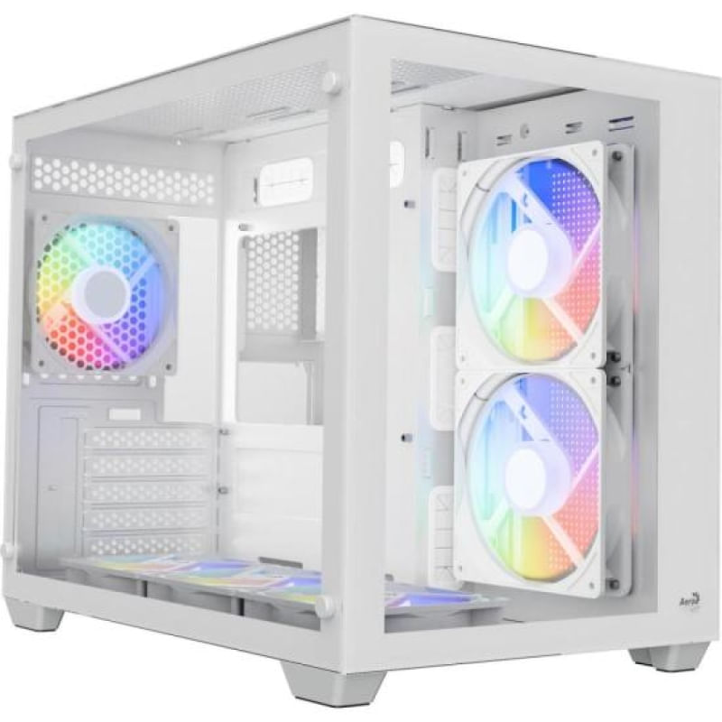 Gabinete Gamer Aerocool Dryft Mini Branco Com 6 fans ARGB Lateral Vidro [F002]
