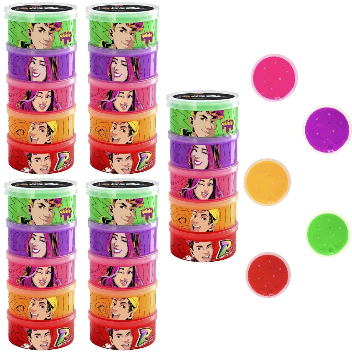 5x SLIME TORRE DOS ROSA YOUTUBERS 5 CORES - GELELÉ