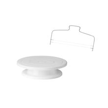Prato Bolo Giratorio e Cortador Inox Nivelador Fio Duplo