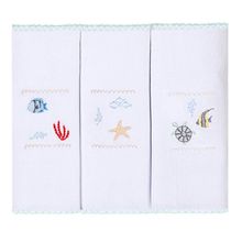 Kit Paninhos Bebê Babete Bordados Mar Papi 40x40Cm 03 Un