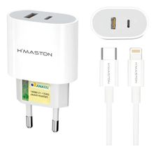 Carregador Lightning Branco 20W USB C Estável Cabo Reforçado