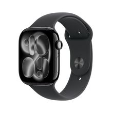 Apple Watch Series 11 GPS - Caixa preta brilhante de alumínio  46 mm - Pulseira esportiva preta  P/M