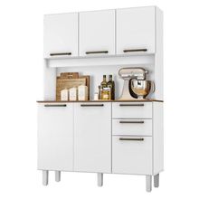 Armário para Cozinha Kit Pop 6 Portas 2 Gavetas 120cm Branco Fosco Brilho Zanzini Móveis