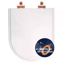 Assento Sanitário Poliéster Antibactéria Soft Close Carrara Branco Para Vaso Deca Com Ferragem Rose Gold