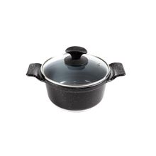 Caçarola Javali AA 26CM Cerâmica Antiaderente Preto Liso 4,8L Tampa Vidro Javali