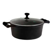 Caçarola Ferro Fundido 16CM Alça Silicone Tampa Vidro 1,2L Libaneza