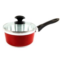Caçarola CB 18CM Alumínio Usinado Tampa Vidro Vermelho Javali