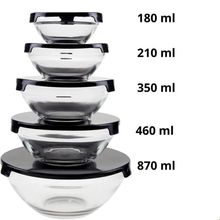 Conjunto de Tigelas de Vidro com Tampa Hermética 5 Peças para Cozinha