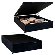 Cama Box Baú Casal Suede tecido na cor Preto 138x188x44