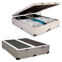 Cama Box Baú Casal Bipartido Sintético Serene cor principal Branco 138x188x44