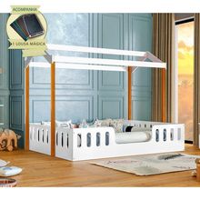 Cama Casal Infantil Ágatha Montessoriana com Lousa Mágica MDF Branco