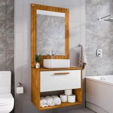 Conjunto para Banheiro Everton com Espelheira e Cuba Marfim Casah