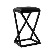 Banqueta Industrial em Z 70cm Couro Sintético sem Encosto Preta Isa Estofados