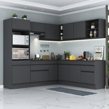 Armário De Cozinha Completa De Canto Preto
