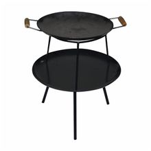 Churrasqueira a Carvao Portatil Aco Carbono com Lareira e Picanheira Preto Ouro Minas LER003OM