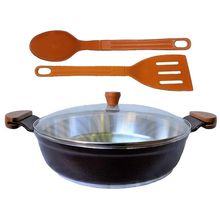 Frigideira Cereja 498ET05JAV Alumínio Fundido Antiaderente 30cm com Tampa de Vidro Javali