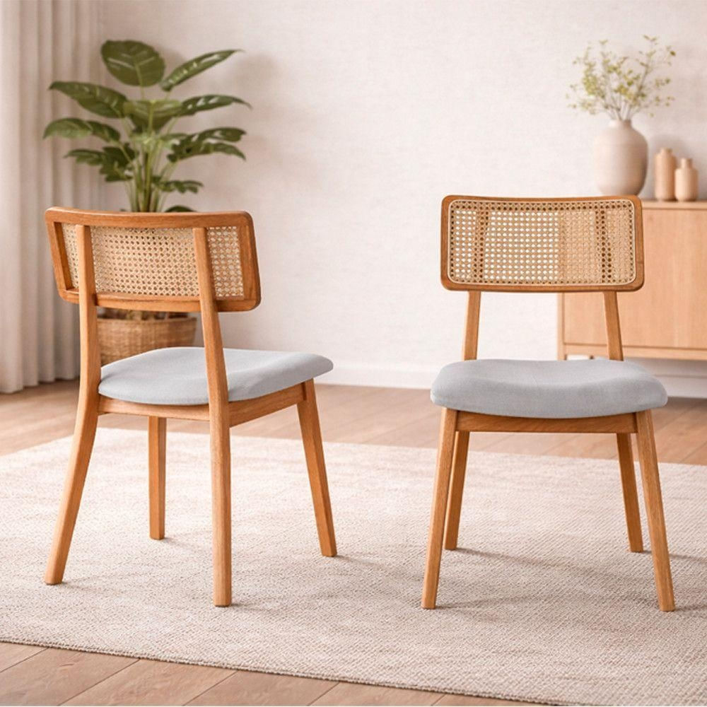 Conjunto de Jantar Graziela 6 Lugares Mesa 160cm Tampo em MDF Mel-off-white-cinza Prata Móveis Mix